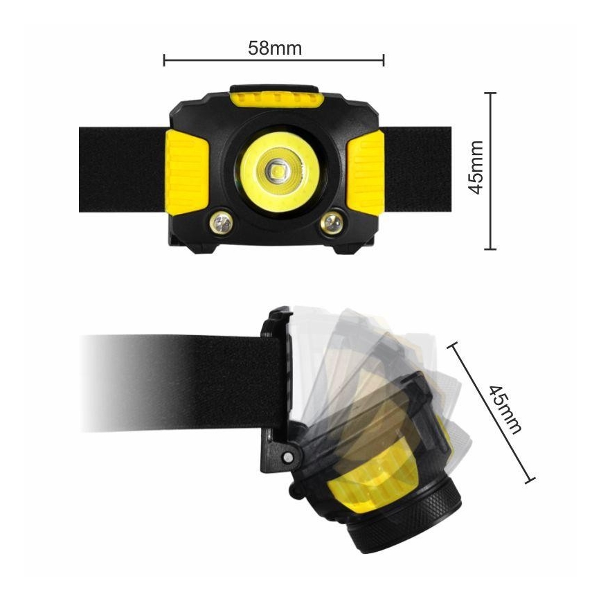 LED Stirnlampe 2xLED/5W/3xAAA + LED/3W