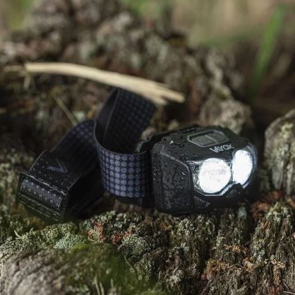 LED wiederaufladbare Stirnlampe mit Dimmfunktion, Sensor und rotem Licht 2xLED/5W/5V/3xAAA IP65 500 lm 1200 mAh