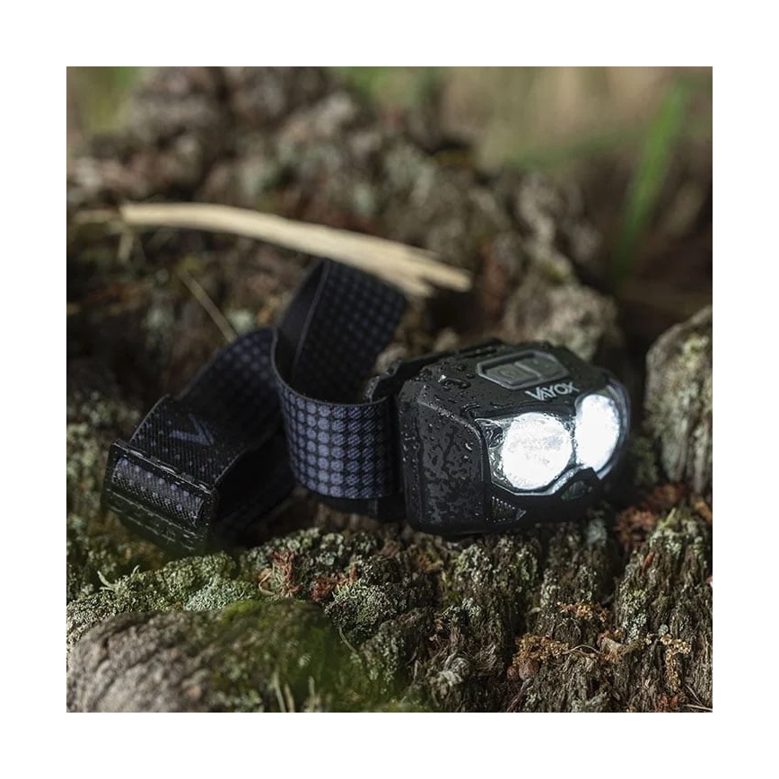 LED wiederaufladbare Stirnlampe mit Dimmfunktion, Sensor und rotem Licht 2xLED/5W/5V/3xAAA IP65 500 lm 1200 mAh