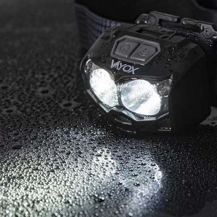 LED wiederaufladbare Stirnlampe mit Dimmfunktion, Sensor und rotem Licht 2xLED/5W/5V/3xAAA IP65 500 lm 1200 mAh