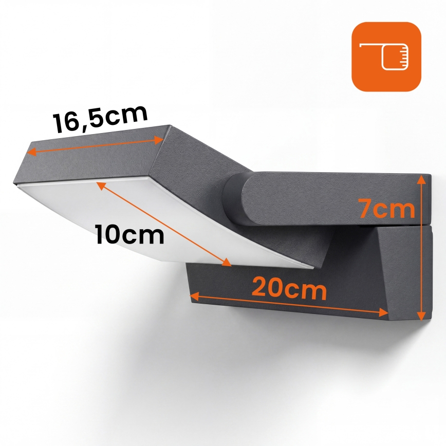 Dimmbare LED-Außenwandleuchte LED/12/18/24W/230V 3000/4000/6500K IP54 schwarz