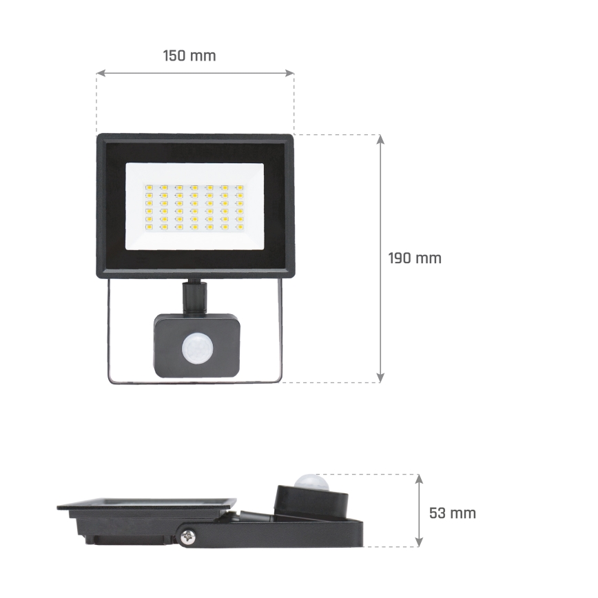 LED-Strahler für den Außenbereich mit Bewegungssensor NOCTIS LUX 3 LED/30W/230V 4000K IP44 schwarz