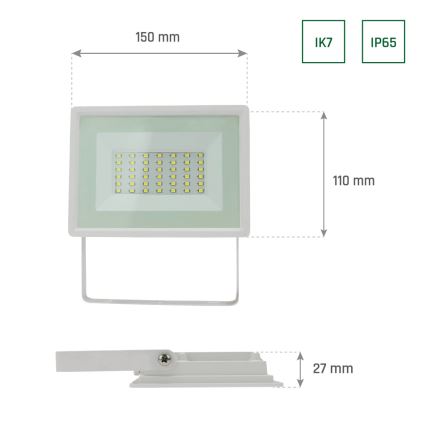 LED-Strahler für den Außenbereich NOCTIS LUX 3 LED/30W/230V 3000K IP65 weiß