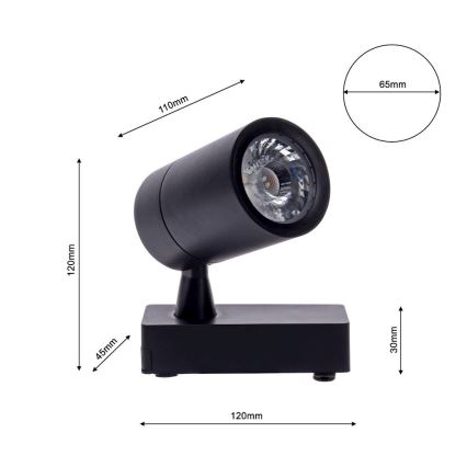 LED-Strahler für Stromschienensystem TRACK LIGHT LED/7W/230V 3000K schwarz