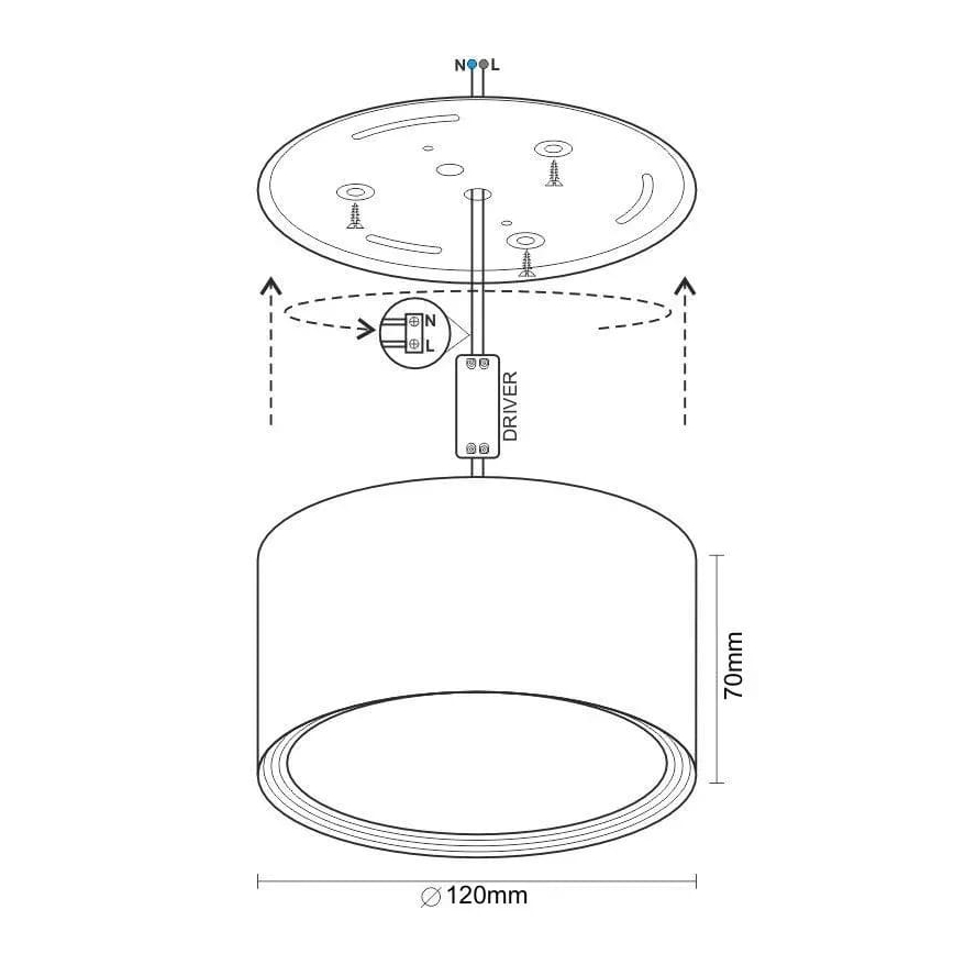 LED-Strahler LED/14W/230V 4000K d 12 cm schwarz