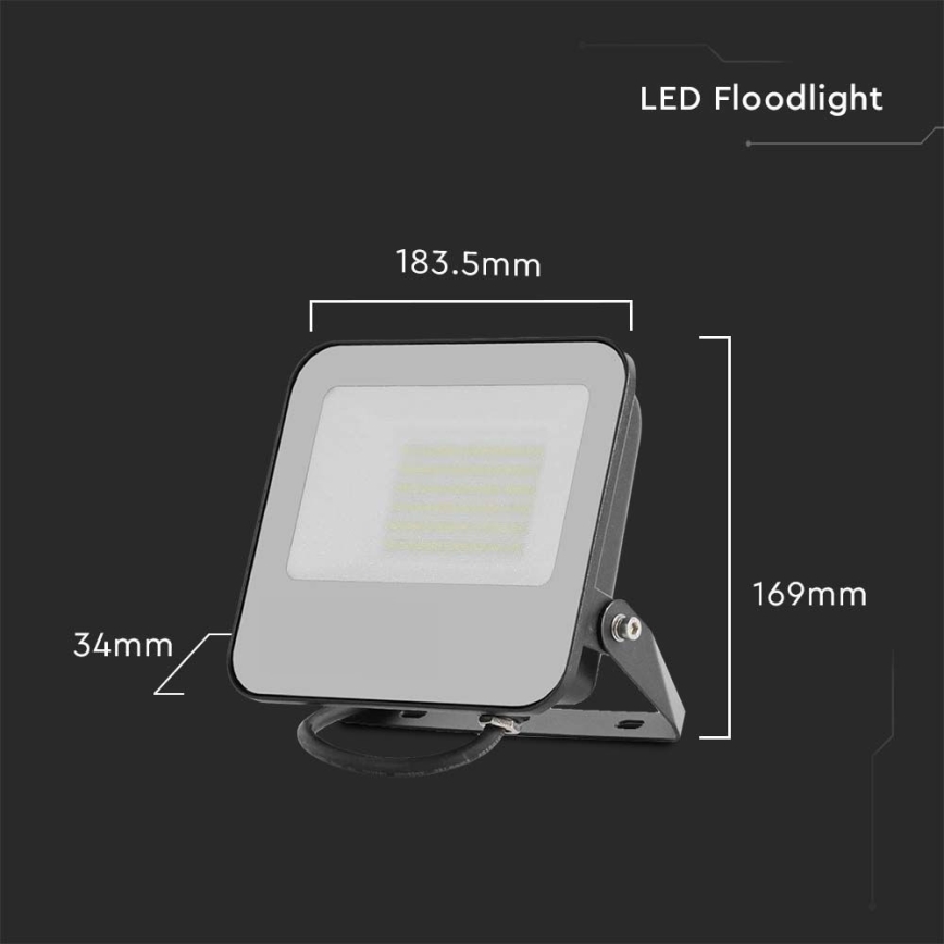 LED-Strahler LED/50W/230V 4000K IP65 schwarz