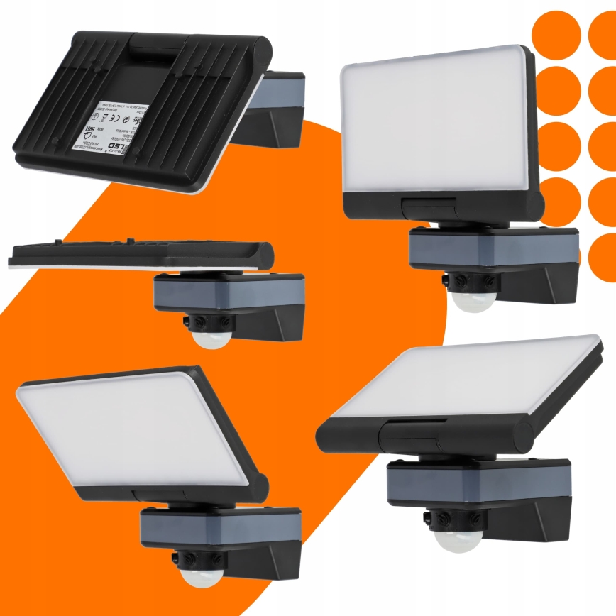 LED-Strahler mit Bewegungs- und Dämmerungssensor LED/44W/230V 4200K IP54 schwarz
