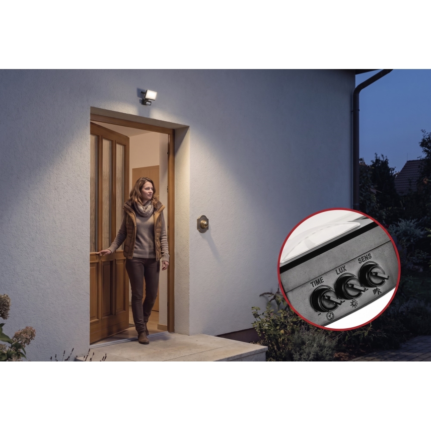 LED-Strahler mit Bewegungs- und Dämmerungssensor TAMBO EVO LED/10W/230V 4000K IP44 schwarz