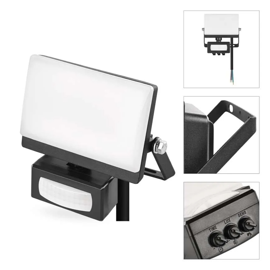 LED-Strahler mit Bewegungs- und Dämmerungssensor TAMBO EVO LED/10W/230V 4000K IP44 schwarz