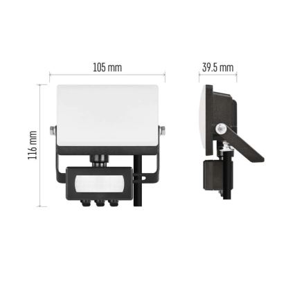 LED-Strahler mit Bewegungs- und Dämmerungssensor TAMBO EVO LED/10W/230V 4000K IP44 schwarz