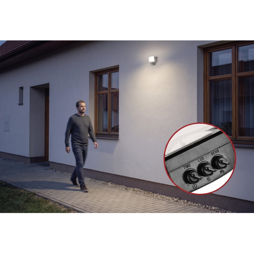 LED-Strahler mit Bewegungs- und Dämmerungssensor TAMBO EVO LED/20W/230V 4000K IP44 schwarz