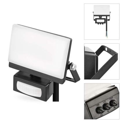 LED-Strahler mit Bewegungs- und Dämmerungssensor TAMBO EVO LED/20W/230V 4000K IP44 schwarz