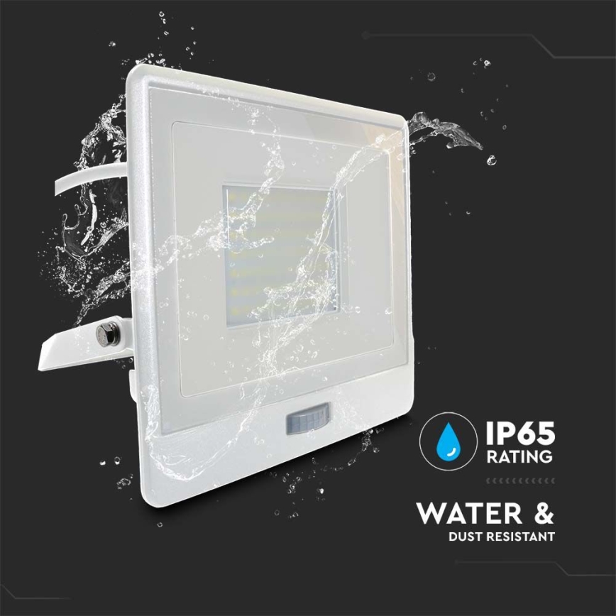 LED-Strahler mit Sensor LED/50W/230V 4000K IP65 weiß