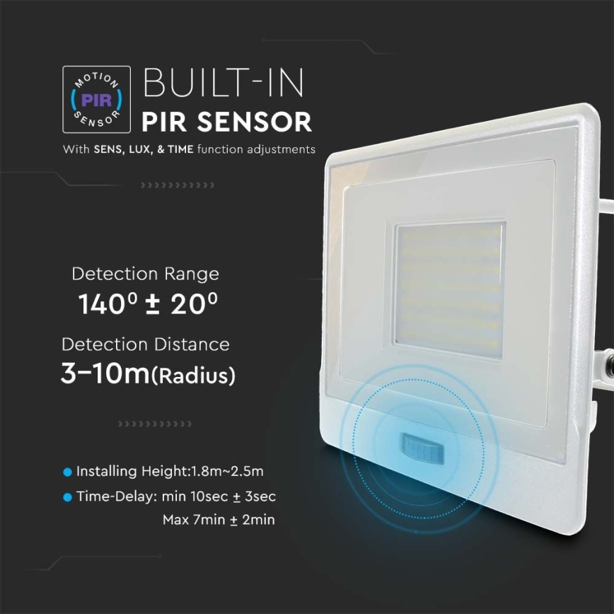 LED-Strahler mit Sensor LED/50W/230V 4000K IP65 weiß