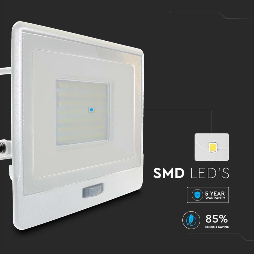 LED-Strahler mit Sensor LED/50W/230V 4000K IP65 weiß