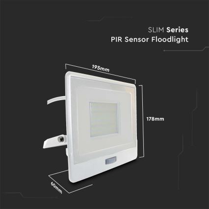 LED-Strahler mit Sensor LED/50W/230V 4000K IP65 weiß