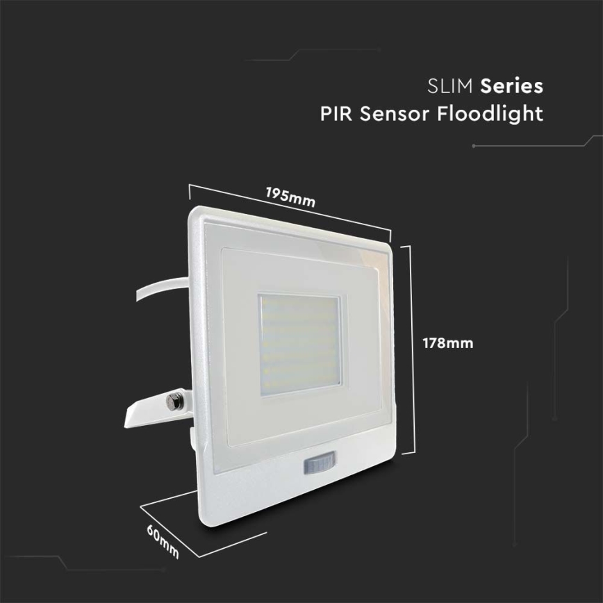 LED-Strahler mit Sensor LED/50W/230V 4000K IP65 weiß