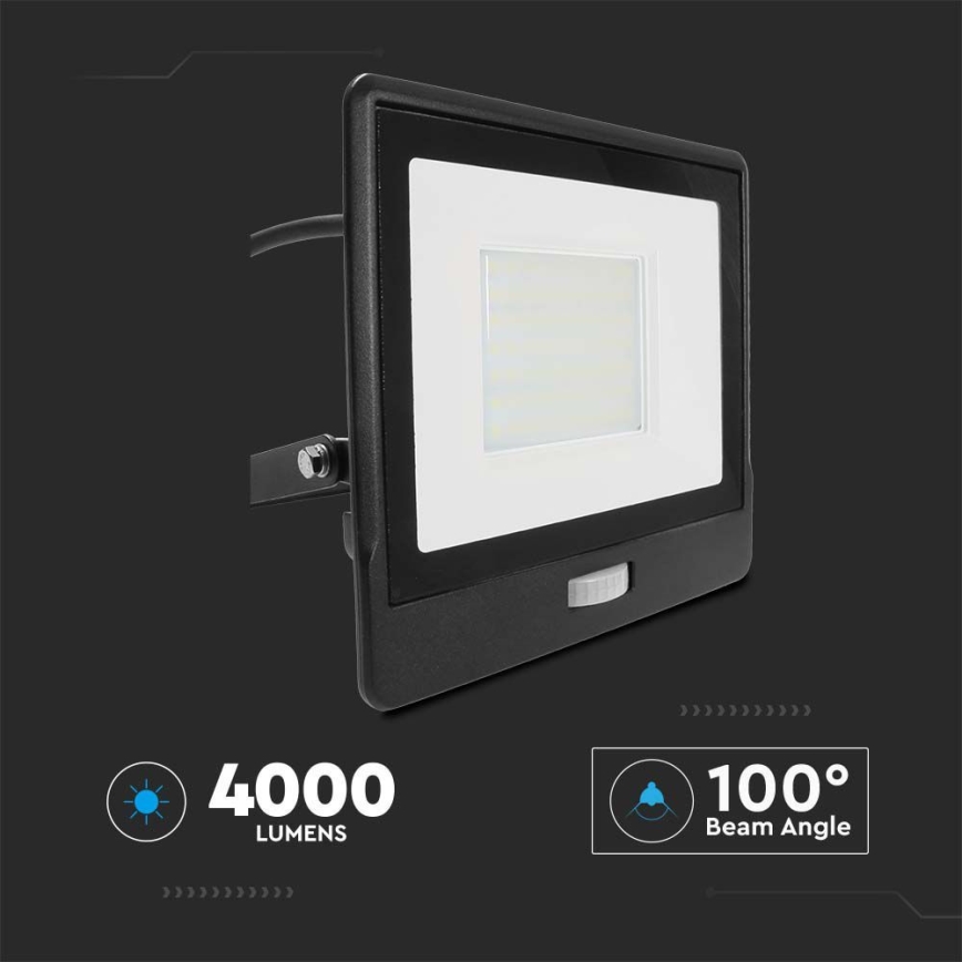 LED-Strahler mit Sensor LED/50W/230V 6500K IP65 schwarz