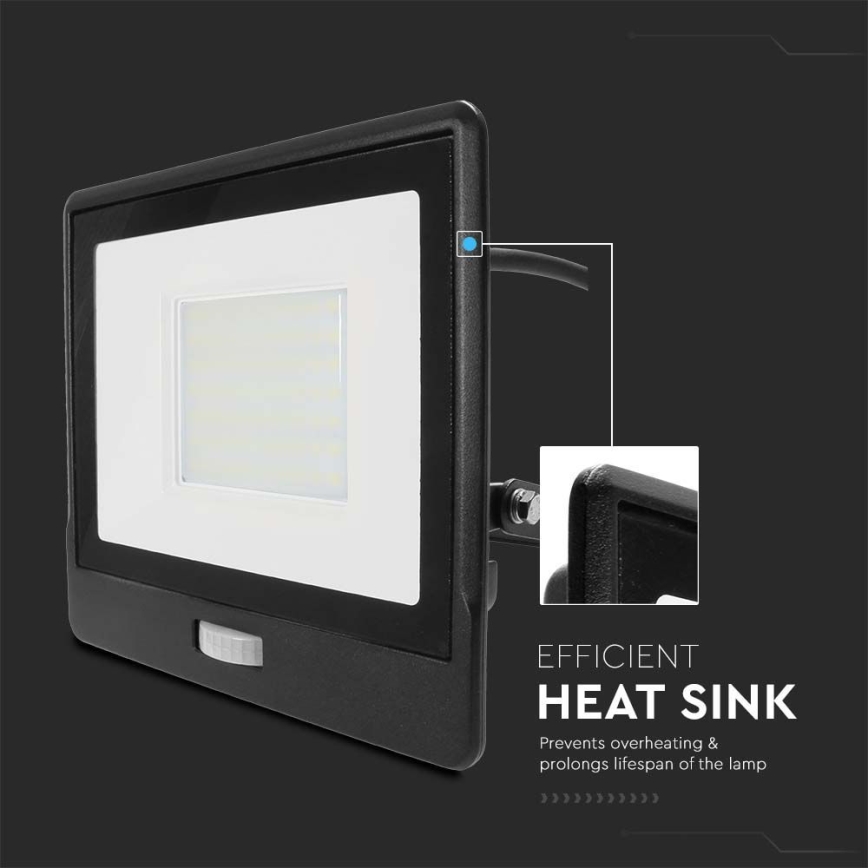 LED-Strahler mit Sensor LED/50W/230V 6500K IP65 schwarz