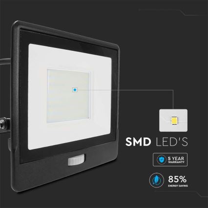 LED-Strahler mit Sensor LED/50W/230V 6500K IP65 schwarz