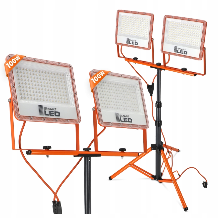 LED-Strahler mit Stativ 2xLED/100W/230V 4500K IP65 orange