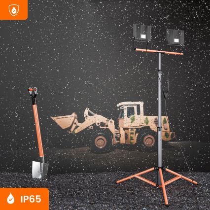 LED-Strahler mit Stativ 2xLED/100W/230V 4500K IP65 schwarz/orange
