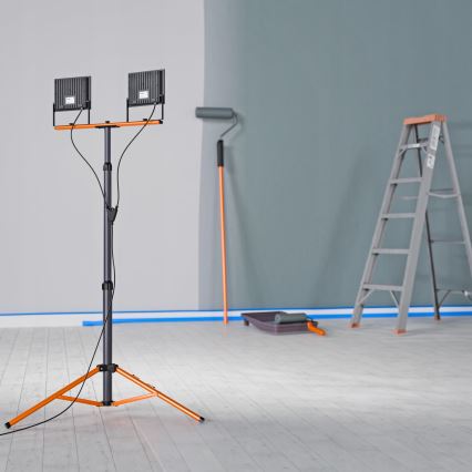 LED-Strahler mit Stativ 2xLED/100W/230V 4500K IP65 schwarz/orange