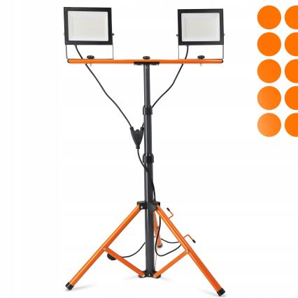 LED-Strahler mit Stativ 2xLED/100W/230V 4500K IP65 schwarz/orange