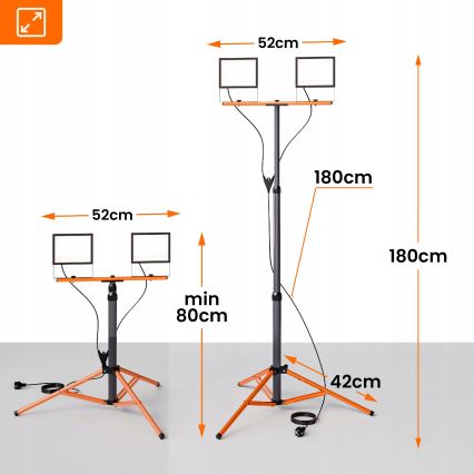 LED-Strahler mit Stativ 2xLED/100W/230V 4500K IP65 schwarz/orange