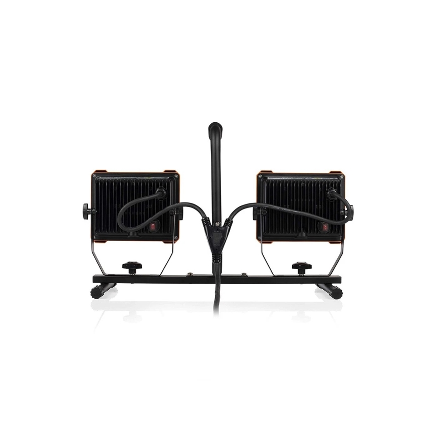 LED-Strahler mit Stativ 2xLED/30W/230V 4000K IP65 orange/schwarz