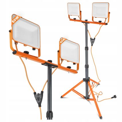 LED-Strahler mit Stativ 2xLED/50W/230V 4500K IP65 orange
