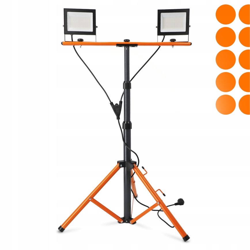 LED-Strahler mit Stativ 2xLED/50W/230V 4500K IP65 schwarz/orange