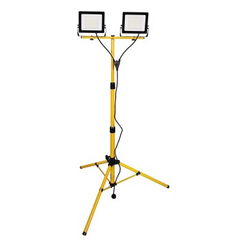 LED-Strahler mit Stativ 2×LED/50 W/230 V 6500 K IP65 gelb