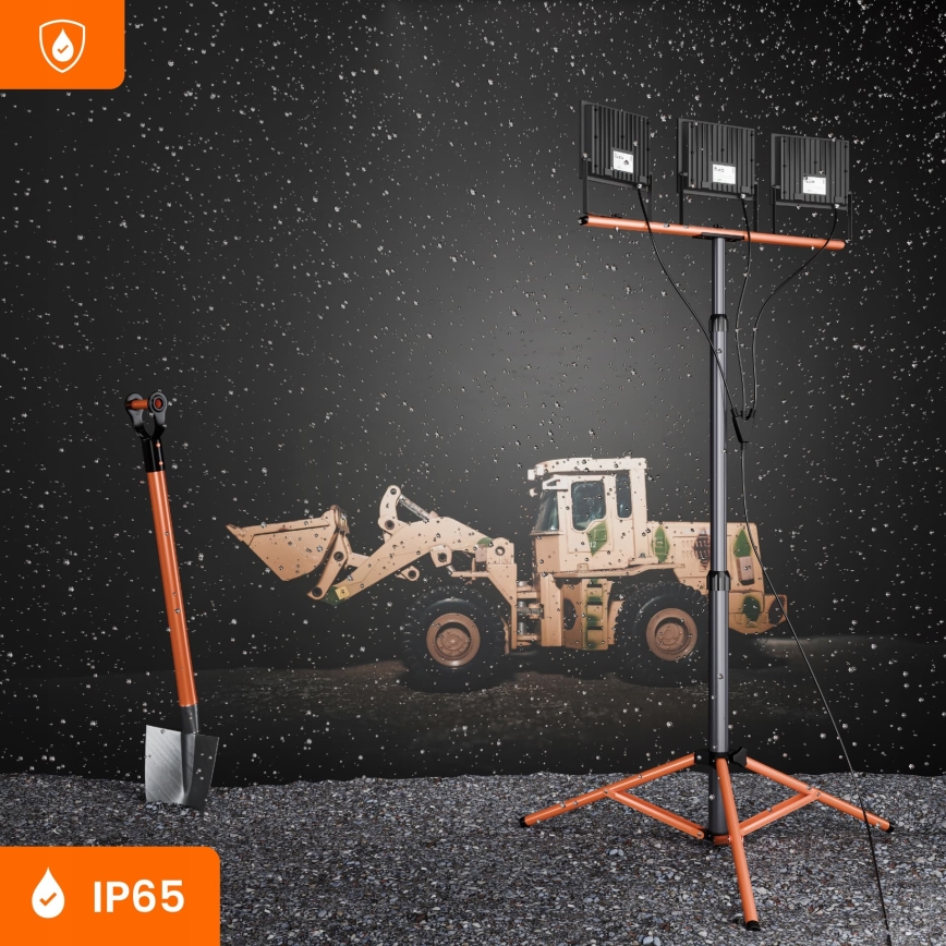 LED-Strahler mit Stativ 3xLED/100W/230V 4500K IP65 schwarz/orange