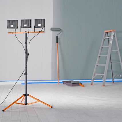 LED-Strahler mit Stativ 3xLED/100W/230V 4500K IP65 schwarz/orange