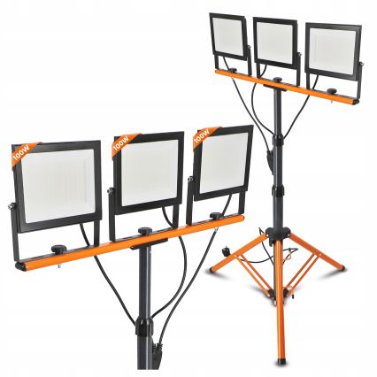 LED-Strahler mit Stativ 3xLED/100W/230V 4500K IP65 schwarz/orange