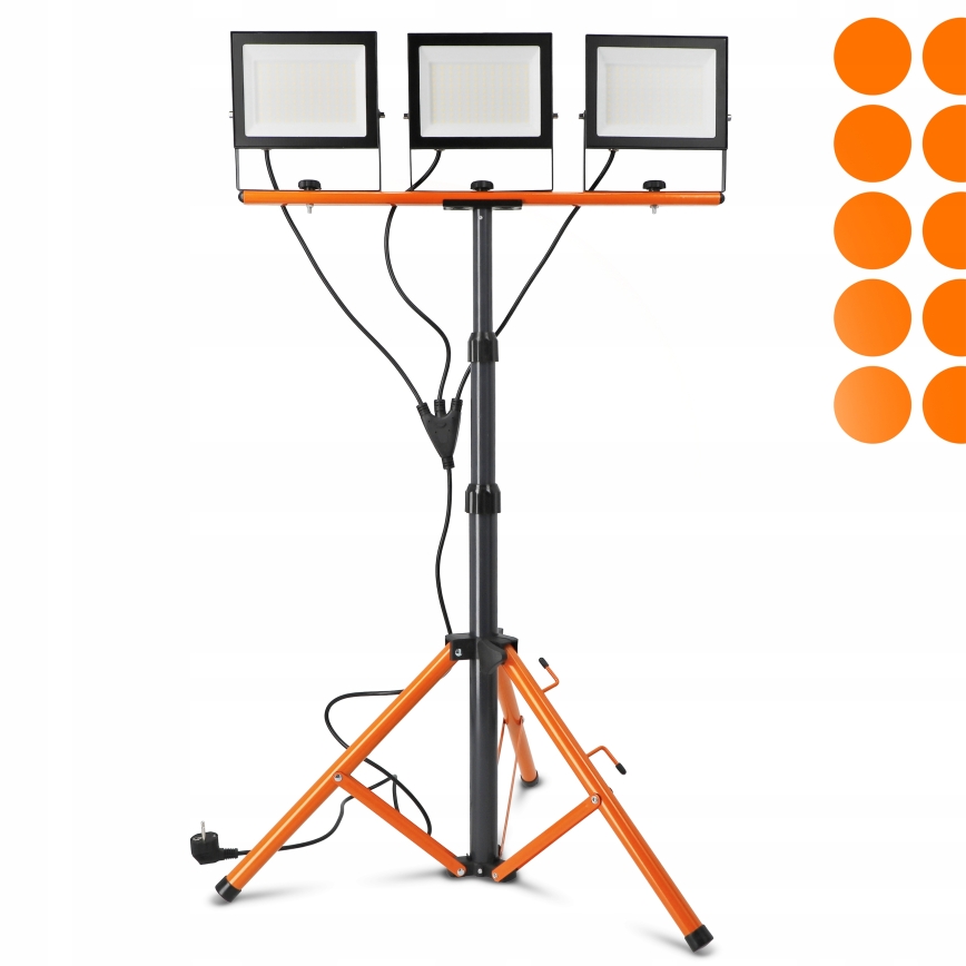 LED-Strahler mit Stativ 3xLED/100W/230V 4500K IP65 schwarz/orange