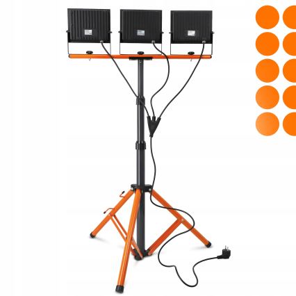 LED-Strahler mit Stativ 3xLED/100W/230V 4500K IP65 schwarz/orange
