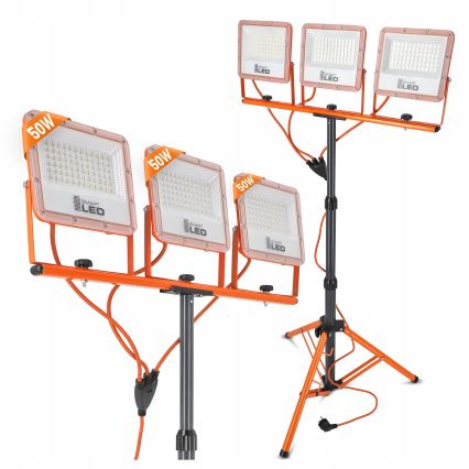 LED-Strahler mit Stativ 3xLED/50W/230V 4500K IP65 orange