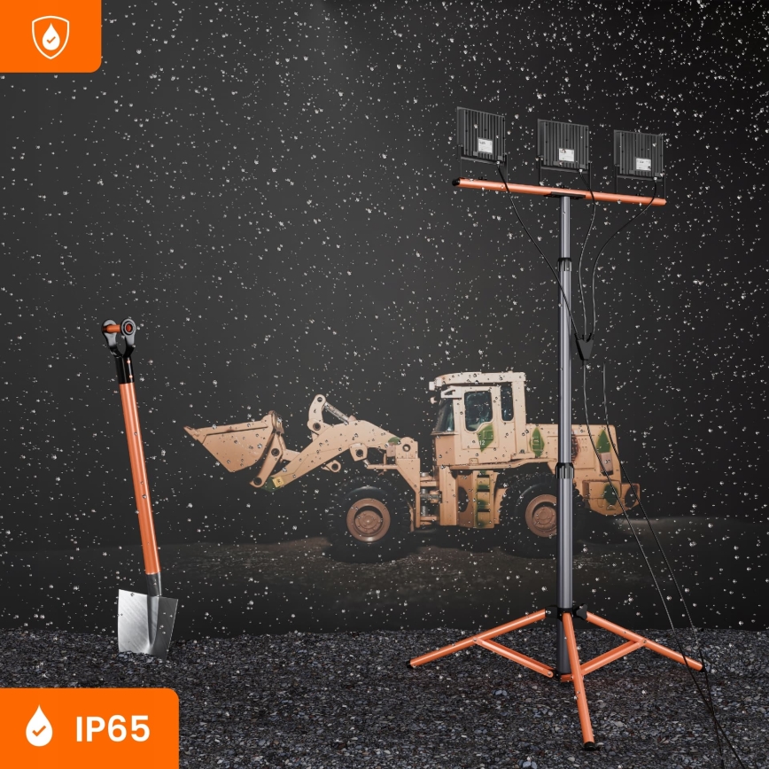 LED-Strahler mit Stativ 3xLED/50W/230V 4500K IP65 schwarz/orange