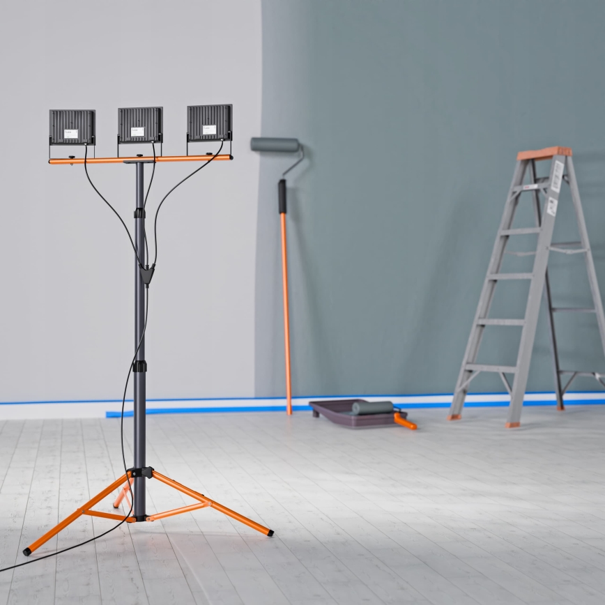 LED-Strahler mit Stativ 3xLED/50W/230V 4500K IP65 schwarz/orange