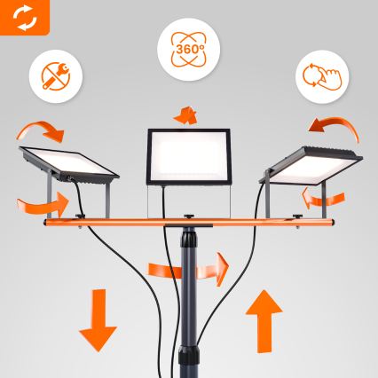 LED-Strahler mit Stativ 3xLED/50W/230V 4500K IP65 schwarz/orange