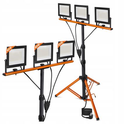 LED-Strahler mit Stativ 3xLED/50W/230V 4500K IP65 schwarz/orange