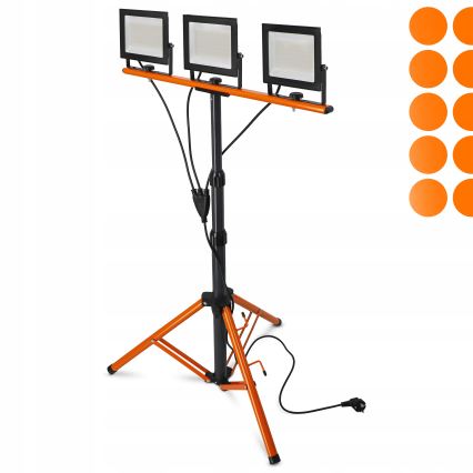 LED-Strahler mit Stativ 3xLED/50W/230V 4500K IP65 schwarz/orange