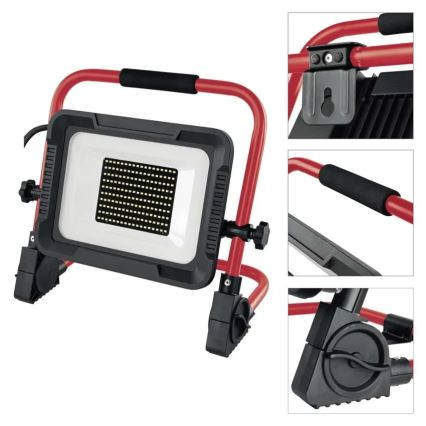 LED-Strahler mit Stativ ELION LED/100W/230V 4000K IP65 rot/schwarz