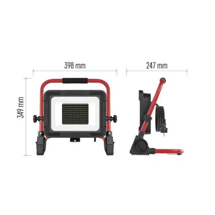 LED-Strahler mit Stativ ELION LED/100W/230V 4000K IP65 rot/schwarz