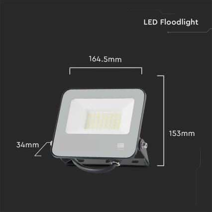 LED-Strahler SAMSUNG CHIP LED/30W/230V 4000K IP65 schwarz
