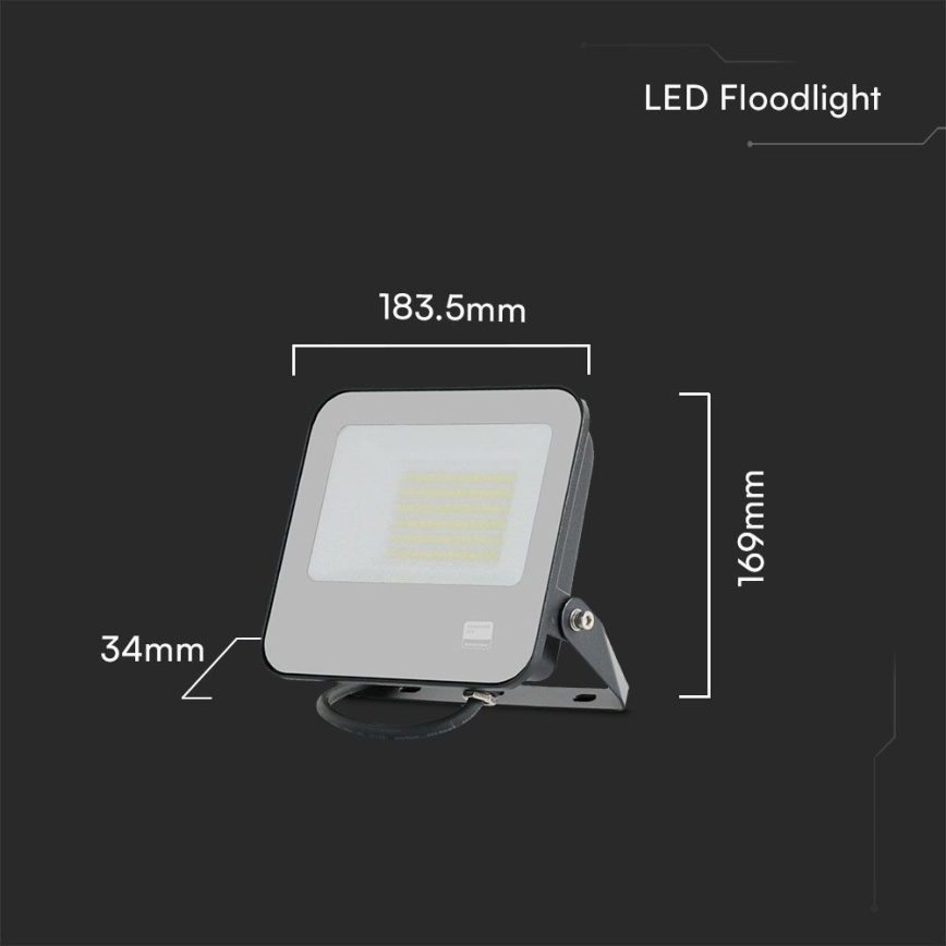 LED-Strahler SAMSUNG CHIP LED/50W/230V 6500K IP65 schwarz