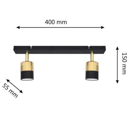 LED-Strahler TUBSSON 2xGU10/4,8W/230V schwarz/golden