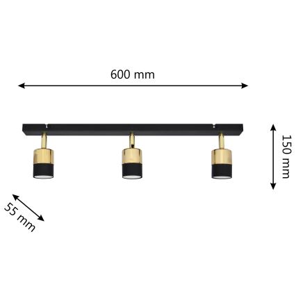 LED-Strahler TUBSSON 3xGU10/4,8W/230V schwarz/golden